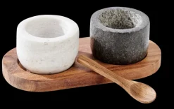 Marble Saleiro Com Colher E Suporte Preto, Branco, Natural>CASA Best