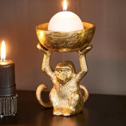 Monkey Porta-Velas Para Lamparinas Dourado><noscript><img width=