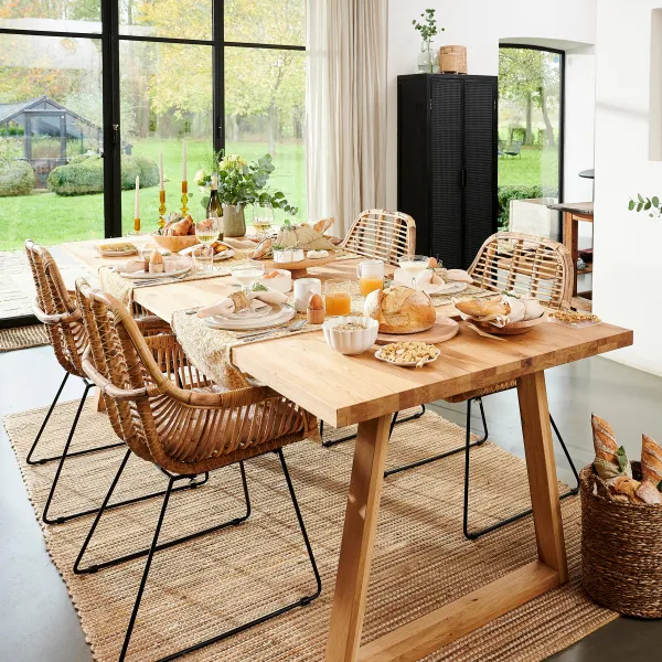 New Oak Mesa De Jantar Com Pernas Triangulares De Madeira>CASA Best