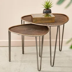 Ovo Mesas Auxiliares Conjunto De 2 Prateado, Acobreado>CASA Cheap
