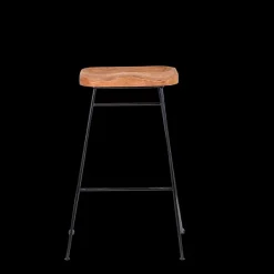 Teak Banco De Bar Preto, Natural><noscript><img width=