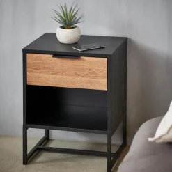 Trenton Mesa De Cabeceira Preto, Natural><noscript><img width=