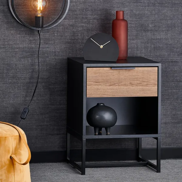 Trenton Mesa De Cabeceira Preto, Natural>CASA Cheap